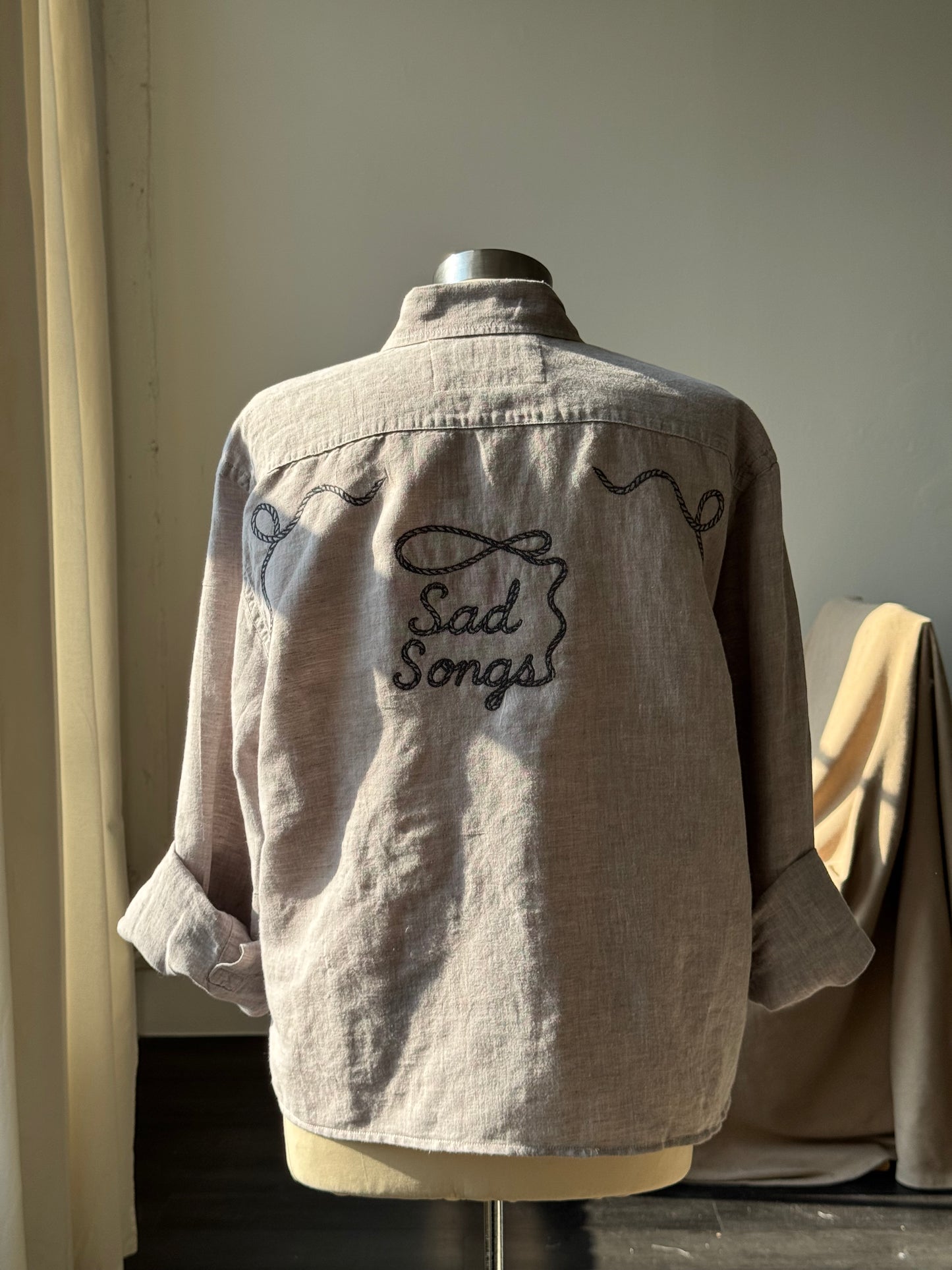 Judy Handcrafted Sad Songs Utility Shirt In Smoke