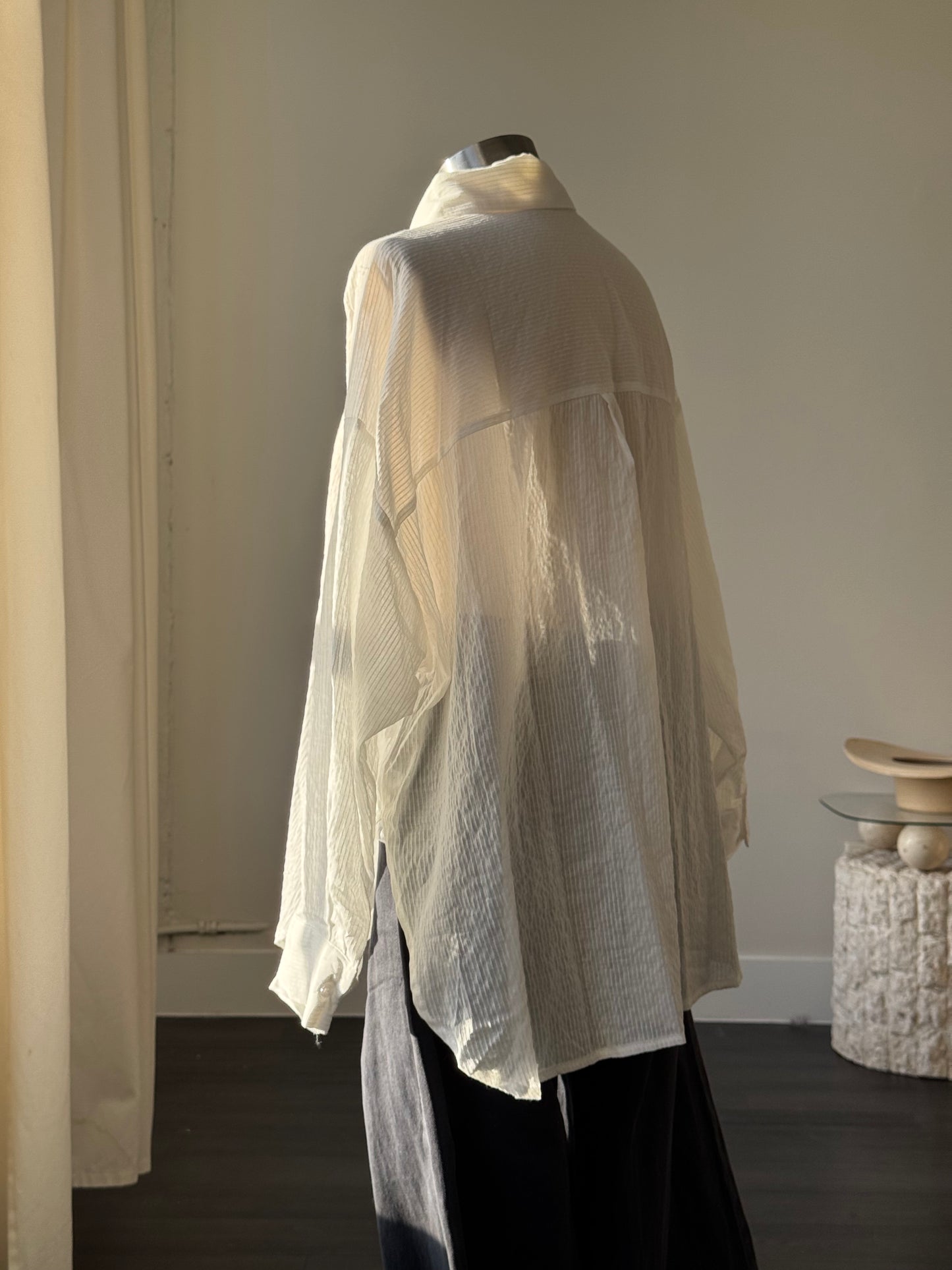 Riley Cotton Sheer Button Down In White