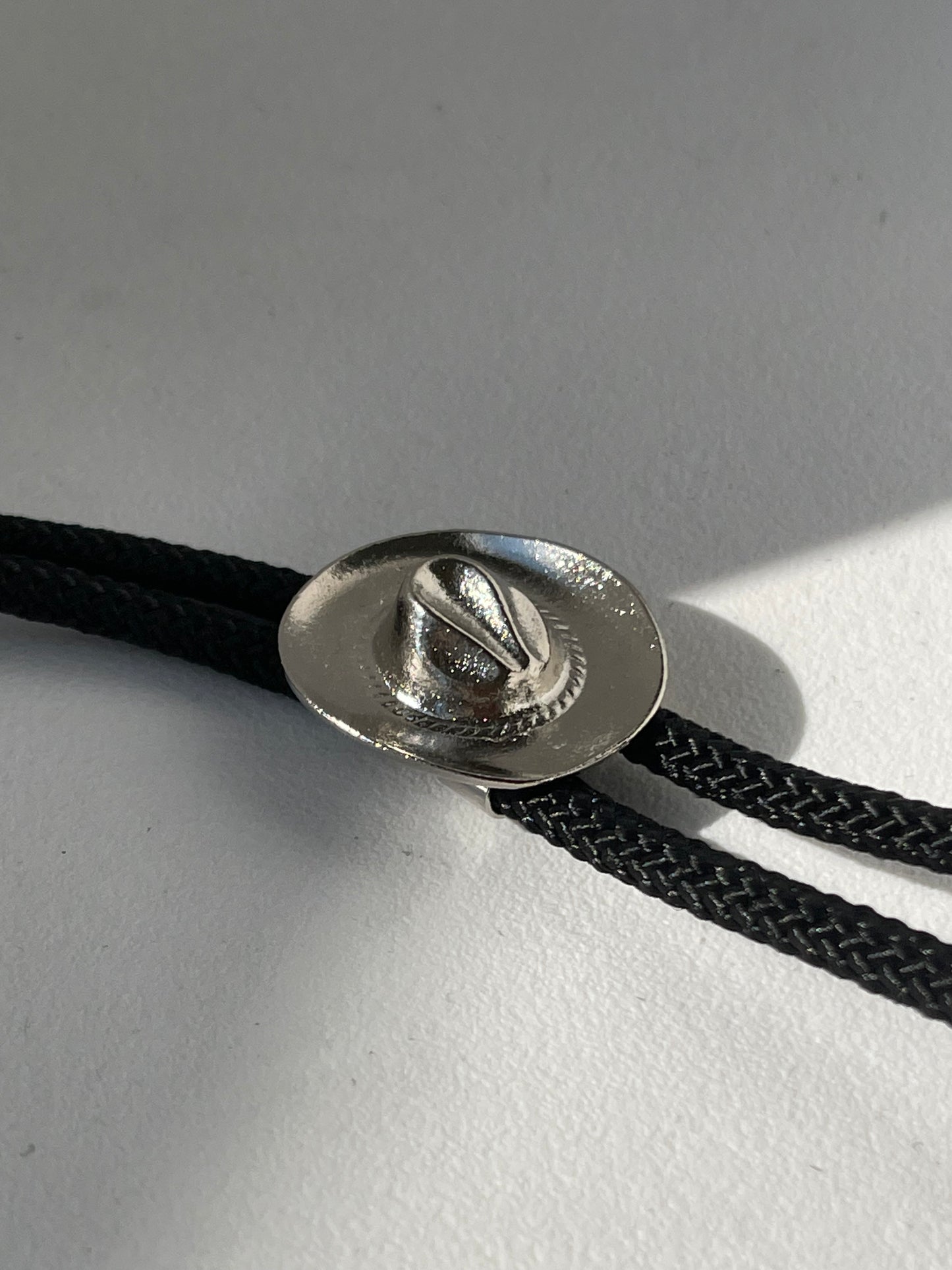 Silver Hat Handmade Black Cord Bolo