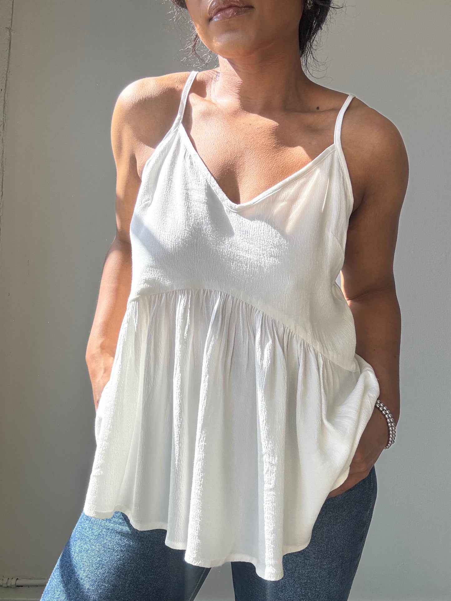 Sydney Cotton Open Back Cami In White