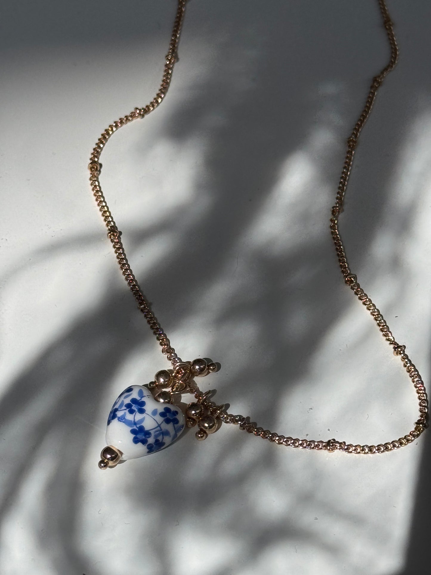 China Glass Floral Heart Necklace