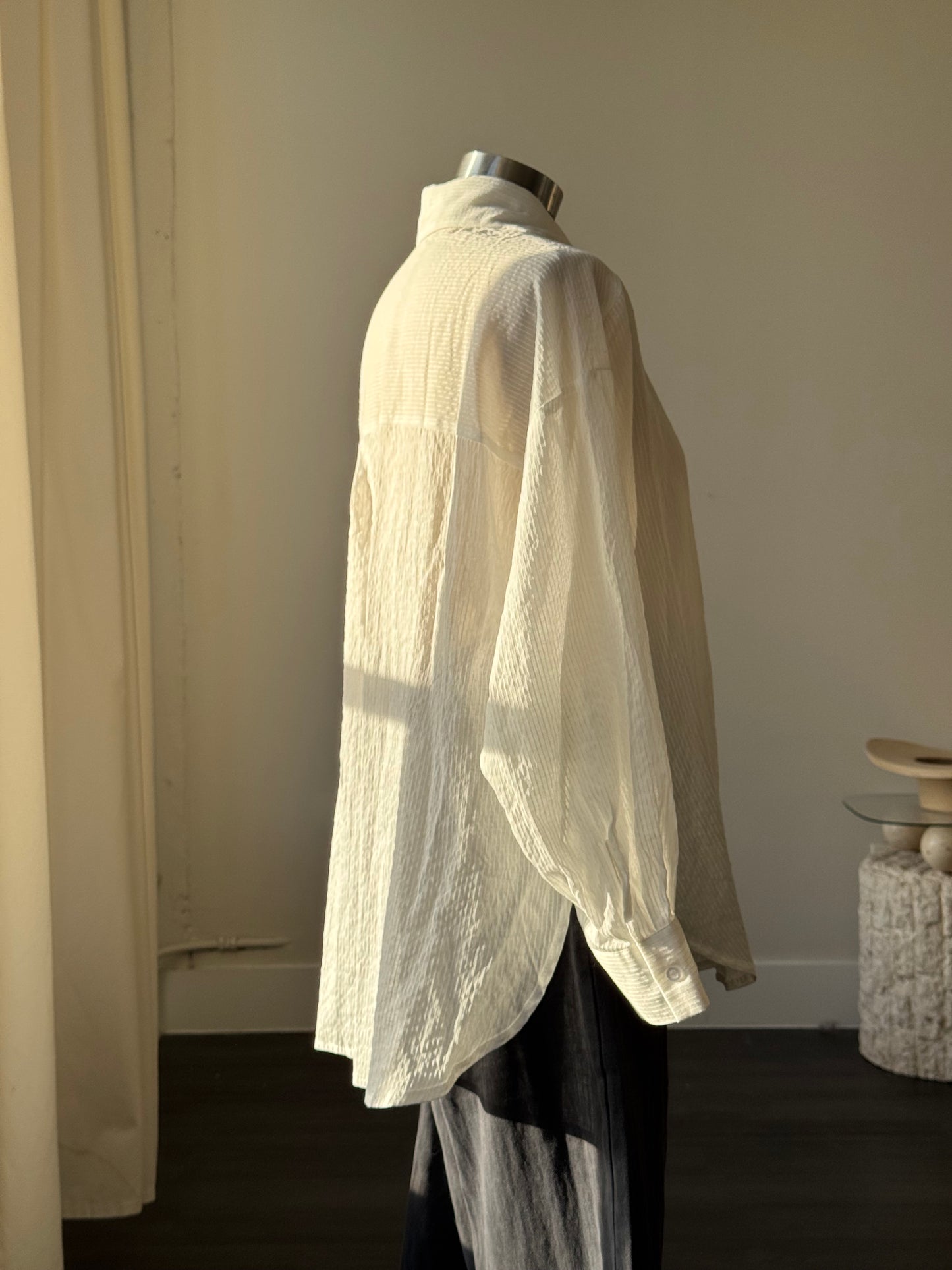 Riley Cotton Sheer Button Down In White