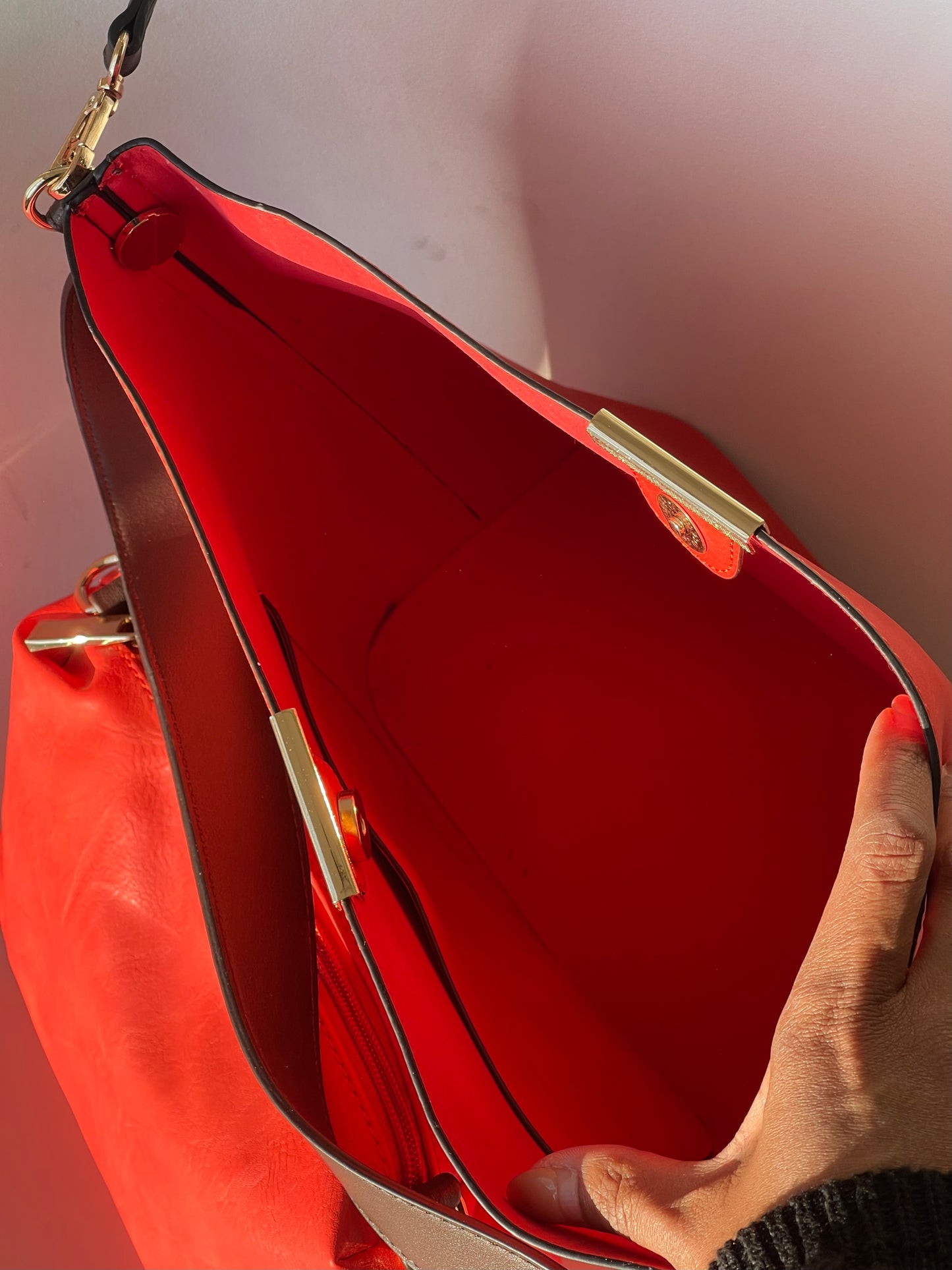 Bryan Utility Crossbody Vegan Leather Bag In Tomato