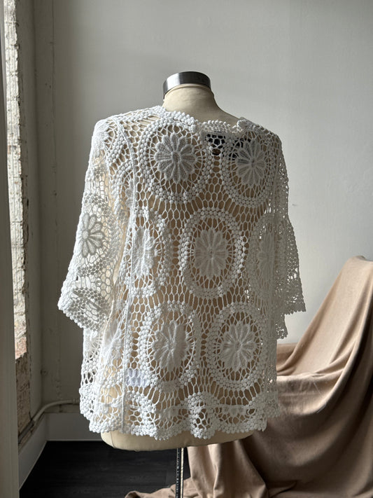 Marcella Cotton Crochet Tie Front Top In White