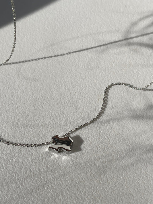 Maverick Rhodium Plated Texas Mini Mirror Statement Necklace In Silver