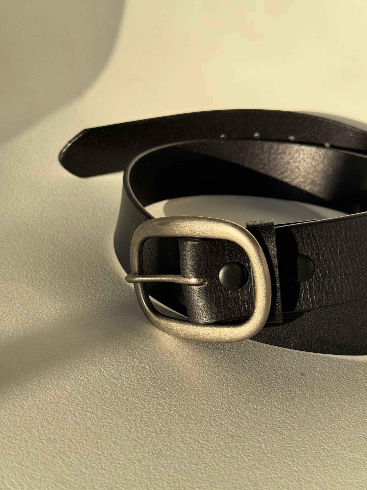 Grant Genuine Leather Classic Snap Belt In Black & Matte Silver