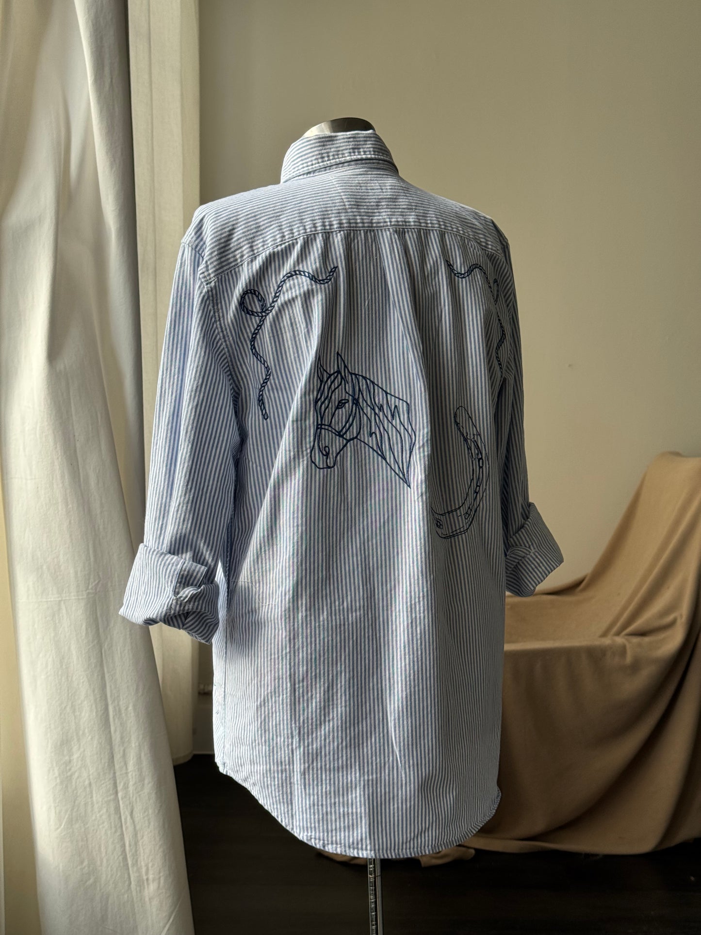 Jaxson Handcrafted Embroidered Striped Button Down