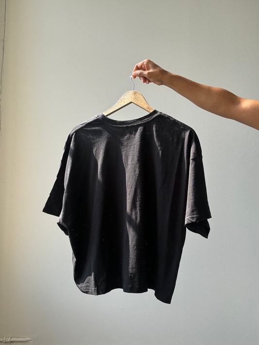 Peyton Cotton Boyfriend Crop Tee In Black