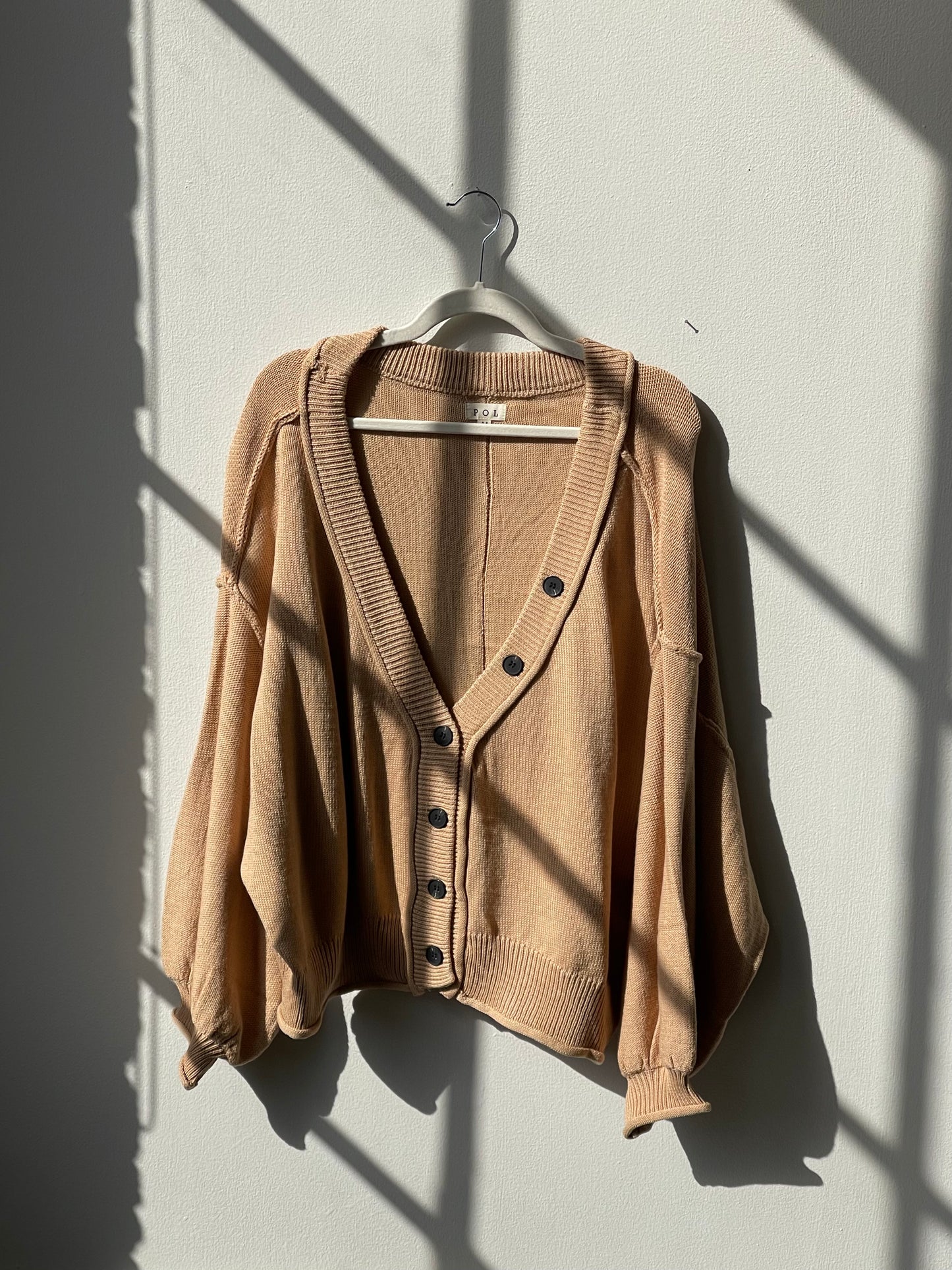 Baily Cotton Oversized Balloon Sleeve Sweater In Taupe