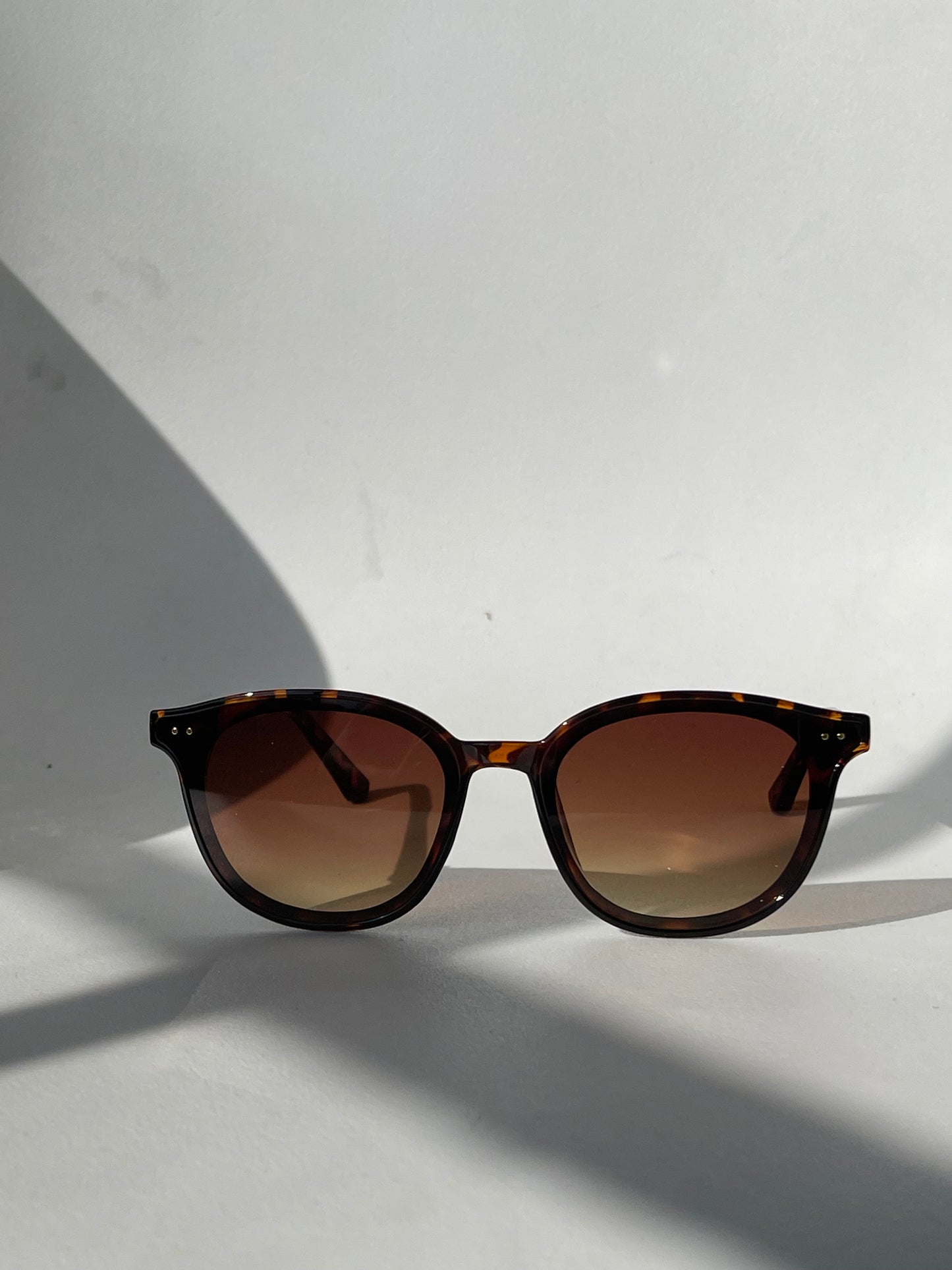 Casey Double Stud 80s Style Sunglasses In Gold Tortoise