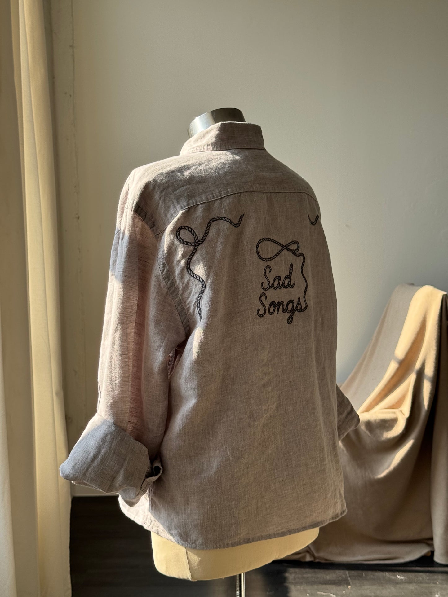 Judy Handcrafted Sad Songs Utility Shirt In Smoke