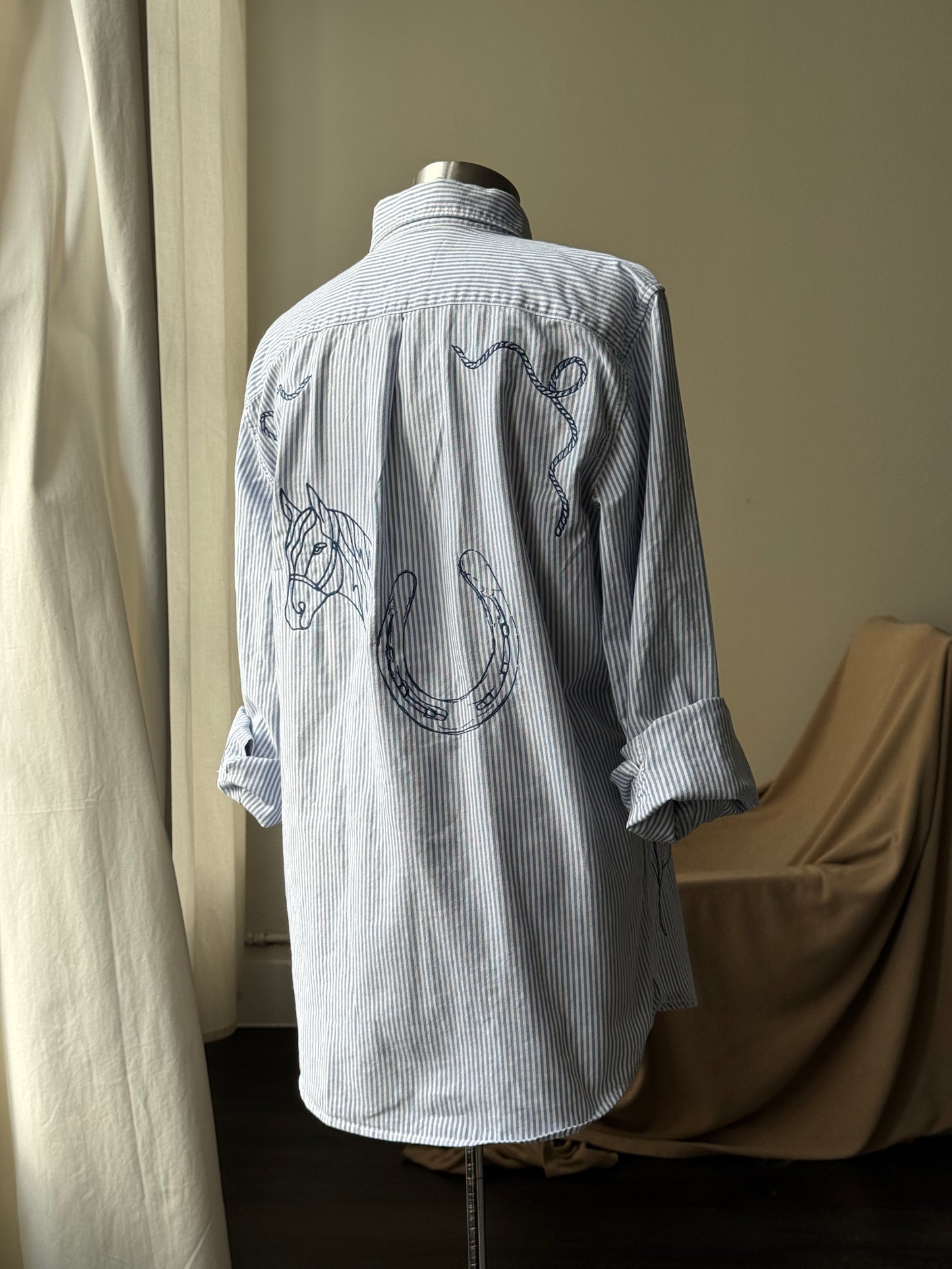 Jaxson Handcrafted Embroidered Striped Button Down