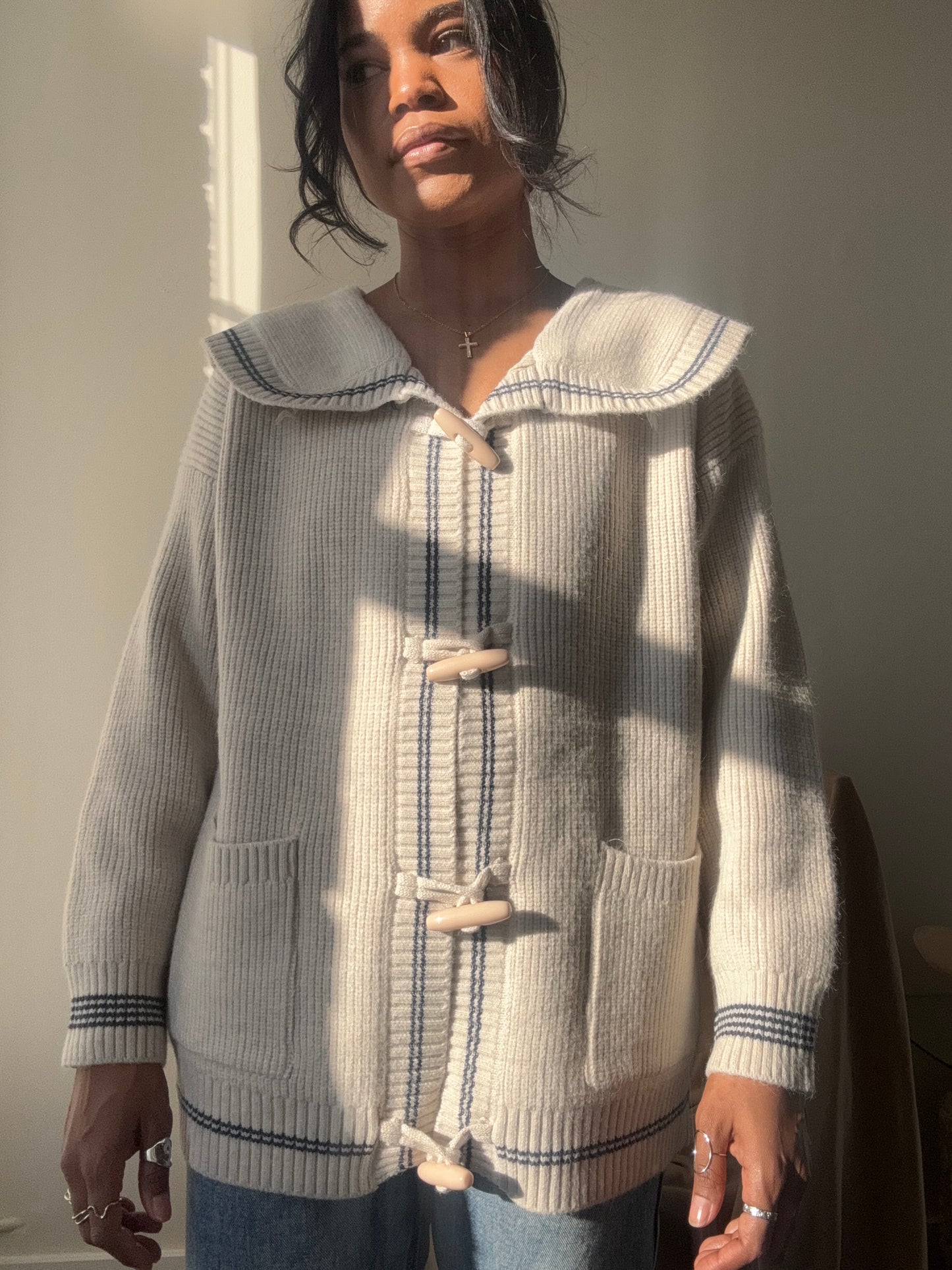Caleb Nautical Knit Sweater In Taupe