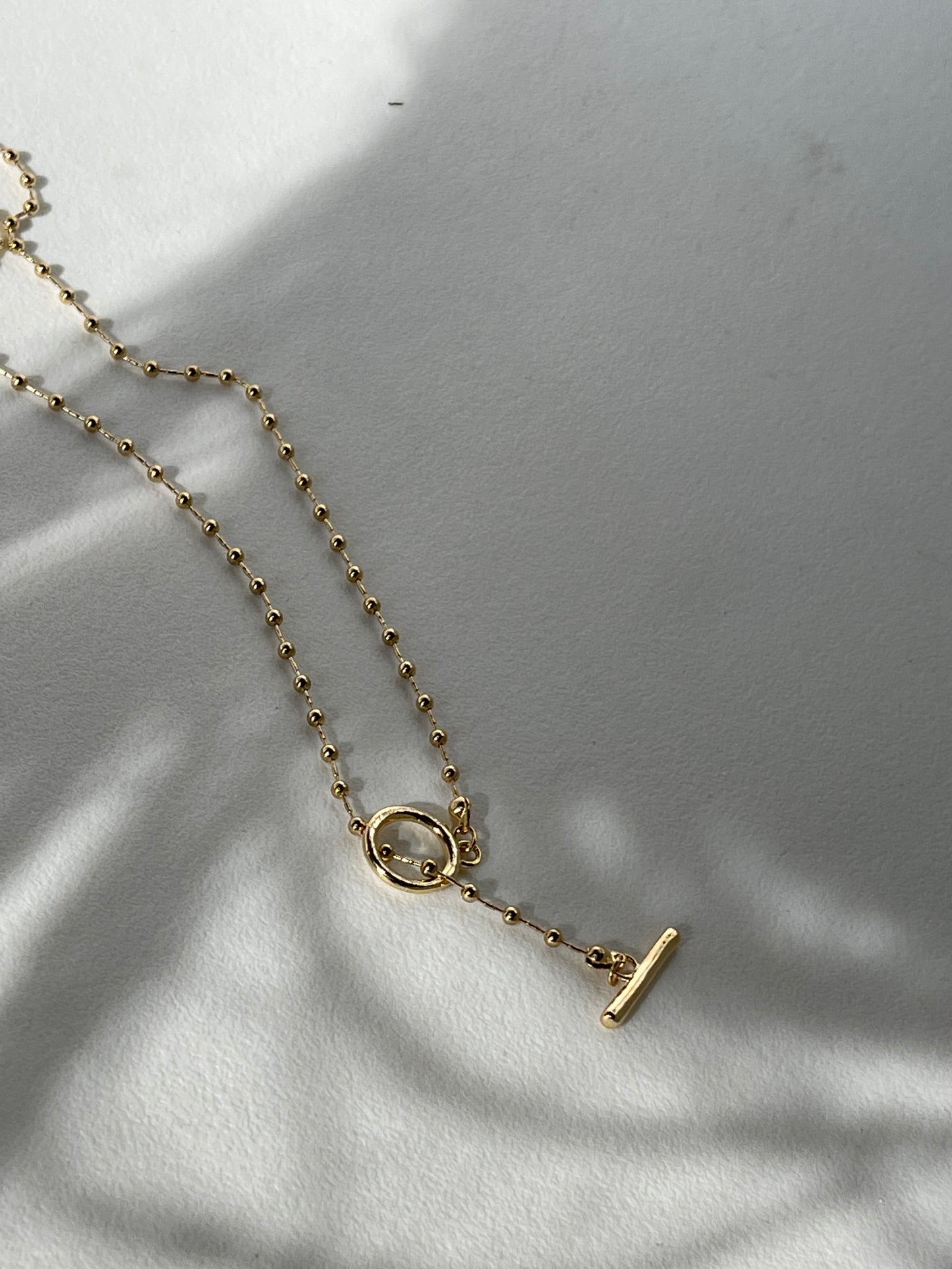 Tarry 14k Gold Plated Toggle Bead Necklace