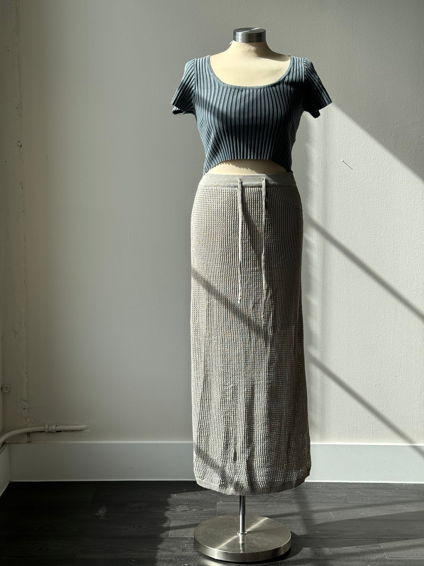 Adam Knit Midi / Maxi Skirt In Grey