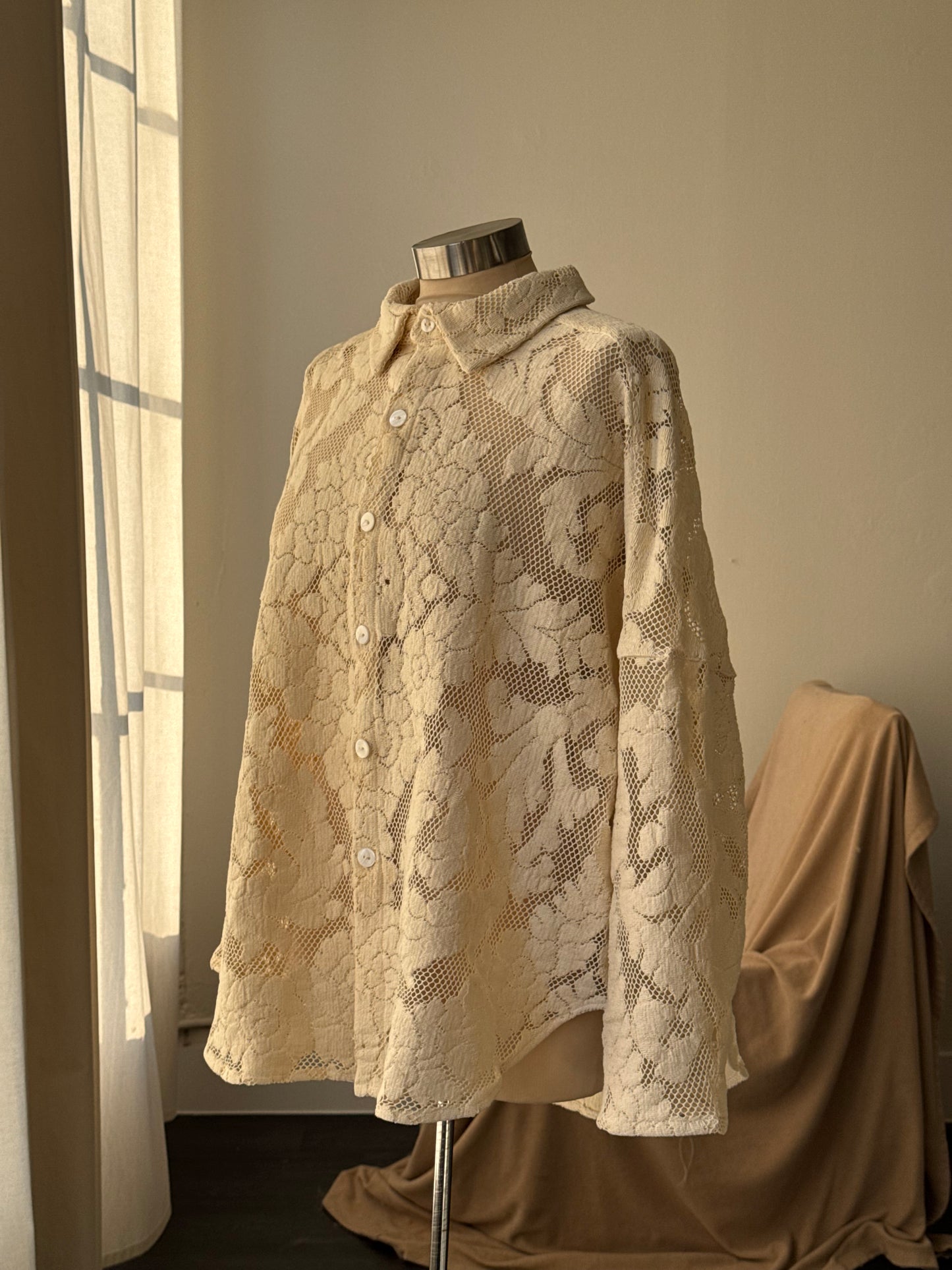 Ladell Handcrafted Vintage Shacket In Vanilla