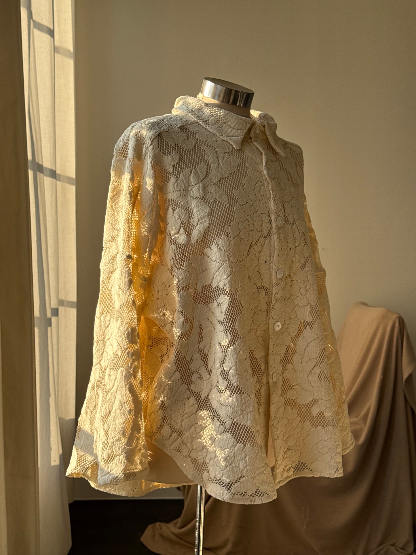 Ladell Handcrafted Vintage Shacket In Vanilla