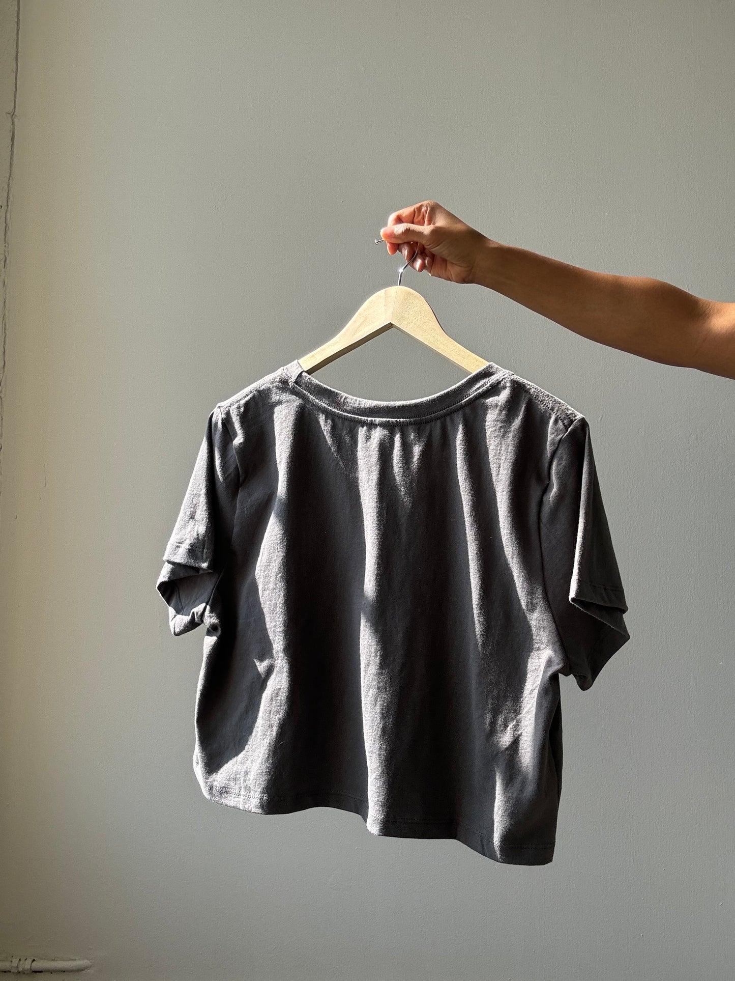 Dylan Classic Cotton Crop Tee In Charcoal