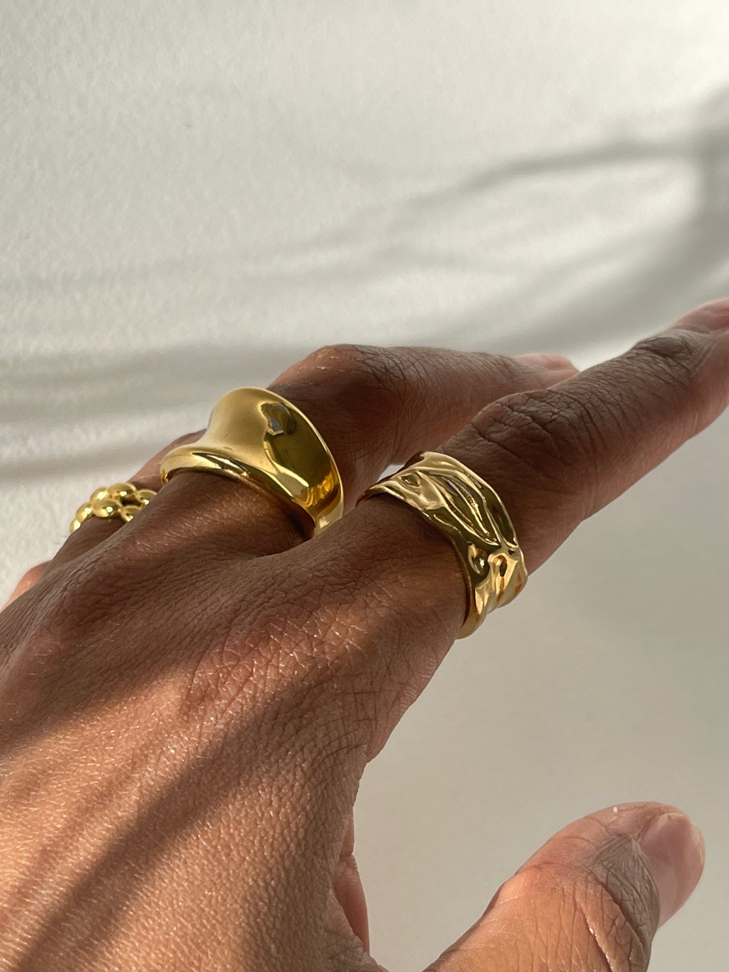 Desert Floor Organic Stainless Steel Ring In 18k Gold Plated