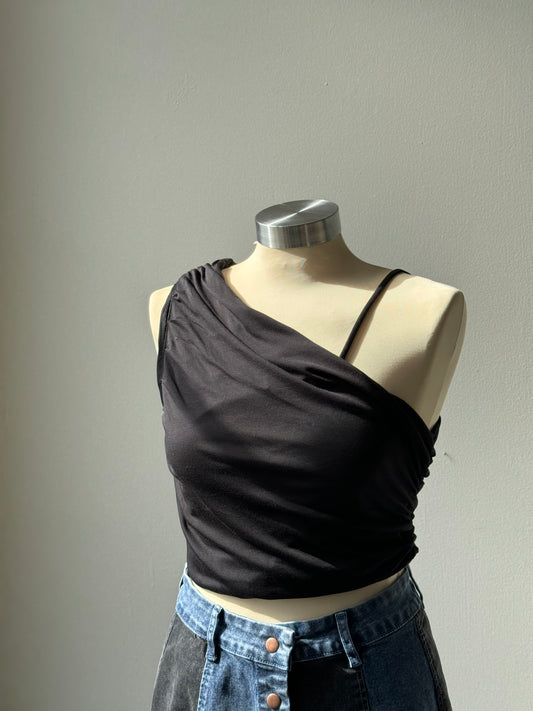 Ruby Cold Shoulder Crop Top In Black
