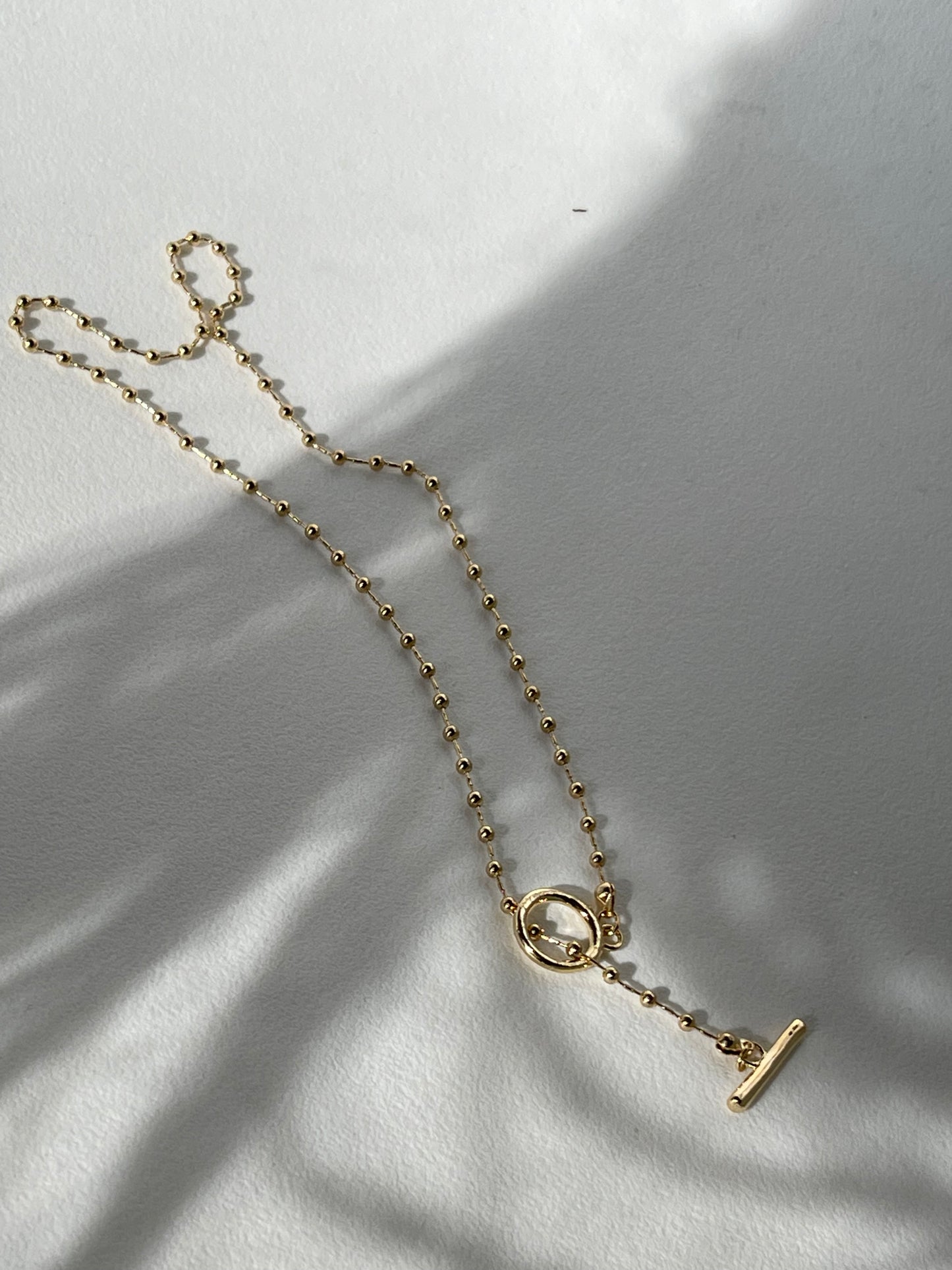 Tarry 14k Gold Plated Toggle Bead Necklace