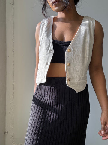 Laura Linen & Cotton Classic Vest In Natural