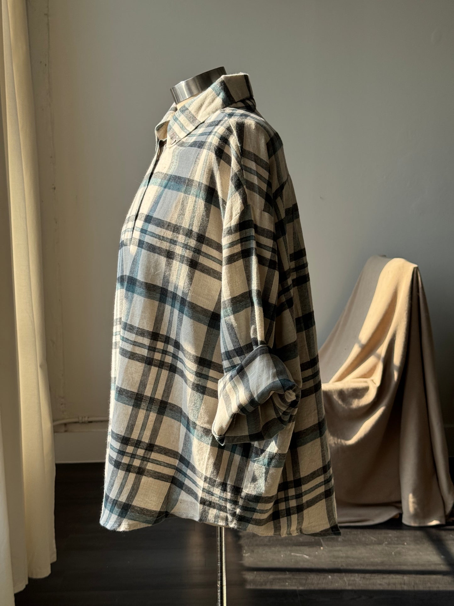 Quinn Cotton Plaid Button Down In Forest