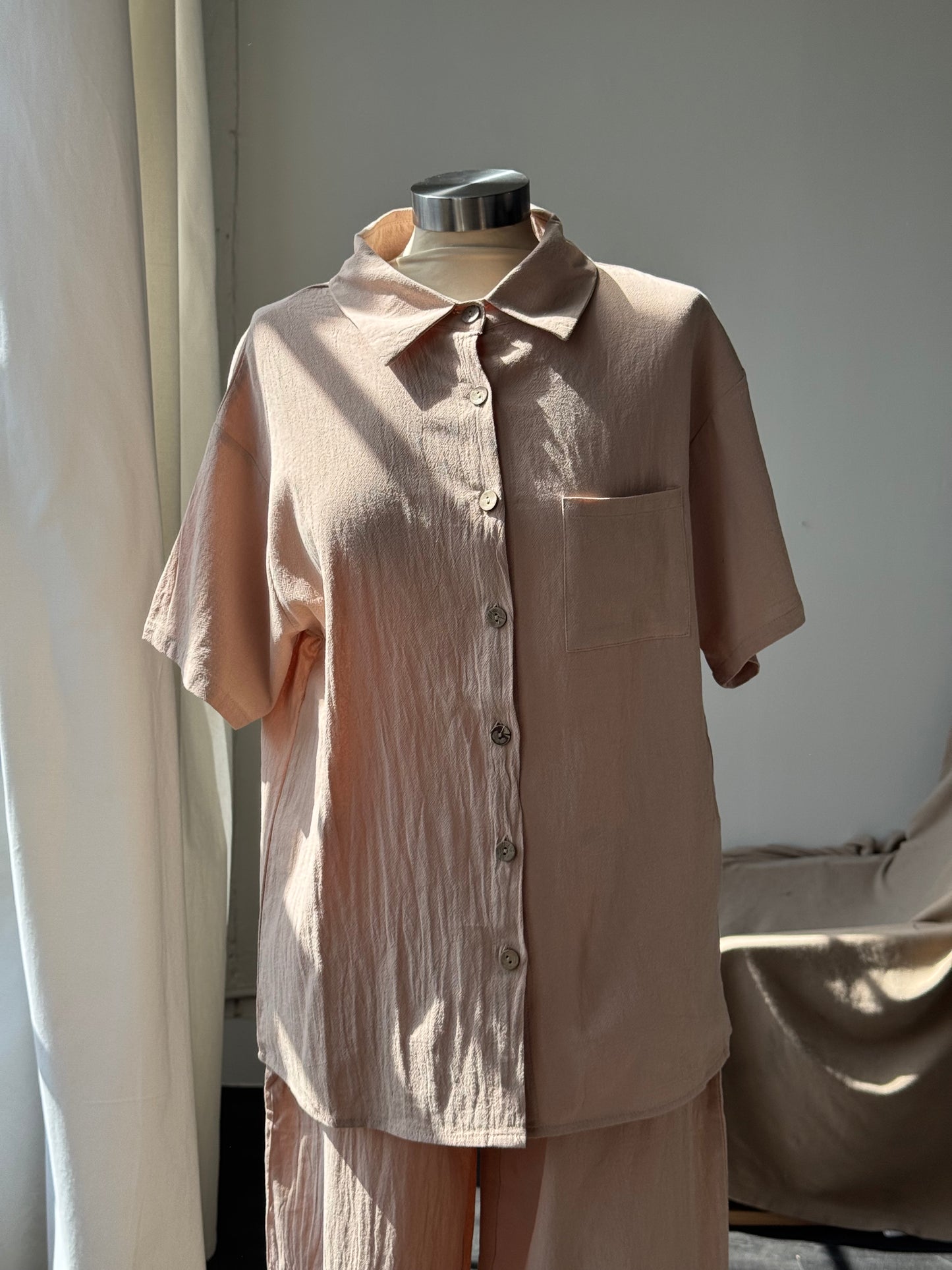 Melissa Cotton & Linen Short Sleeve Button Down
