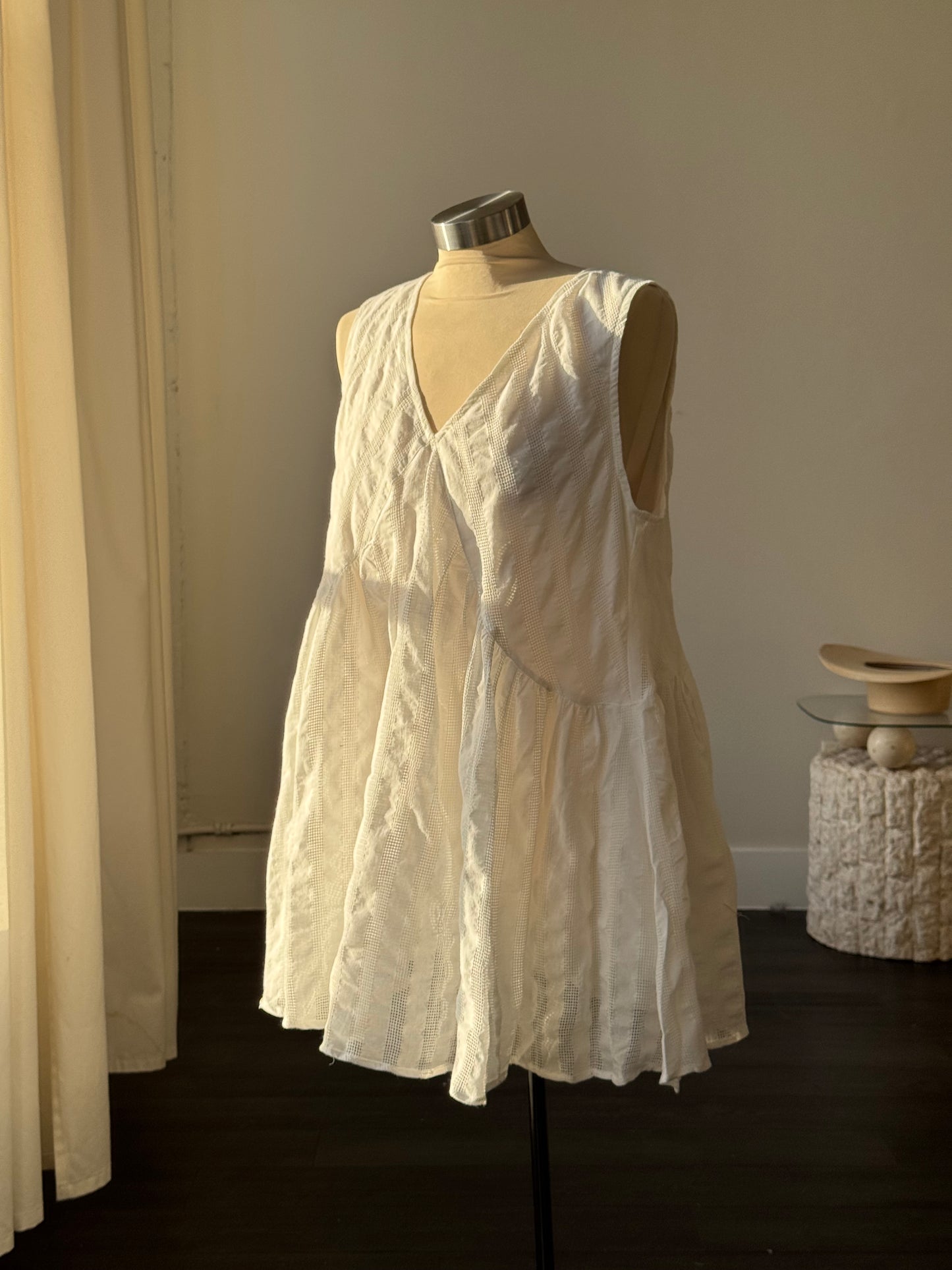 Billie Cotton V Neck Mini Dress In White