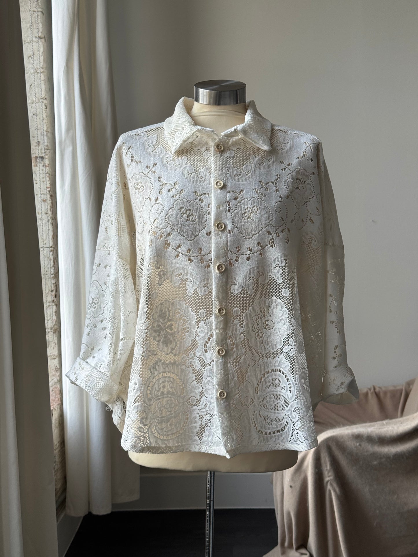 Ladell Handcrafted Vintage Cotton Crochet Shacket