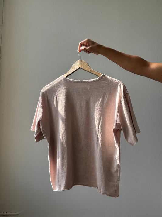 Sagan Cotton Boyfriend Crop Tee In Vintage Blush