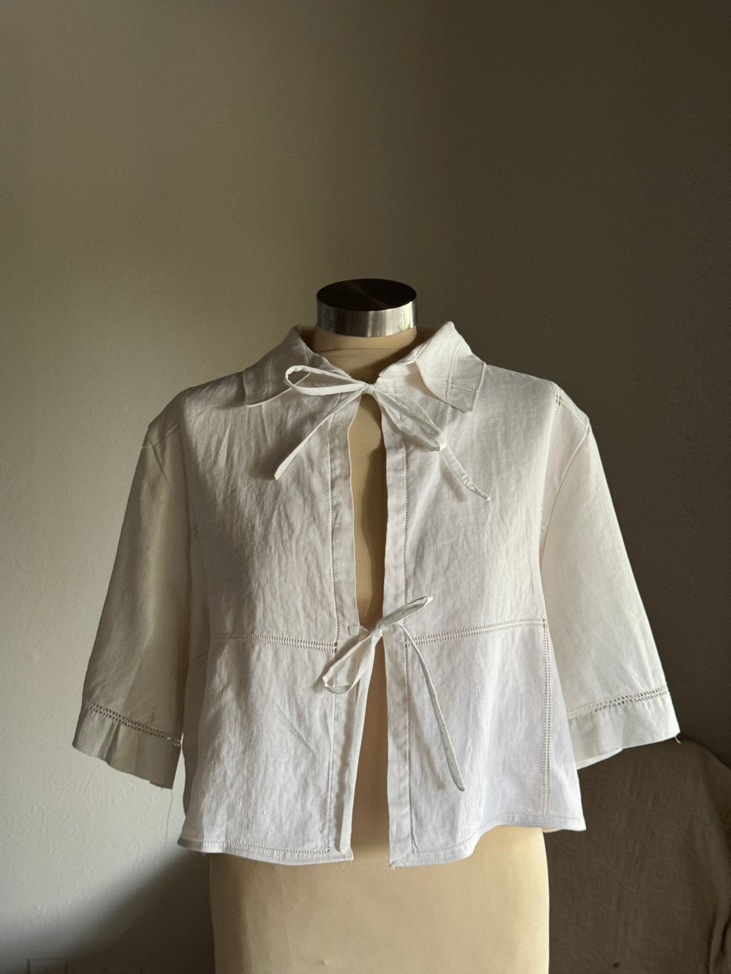 Judy Handcrafted Vintage Linen Tie Top