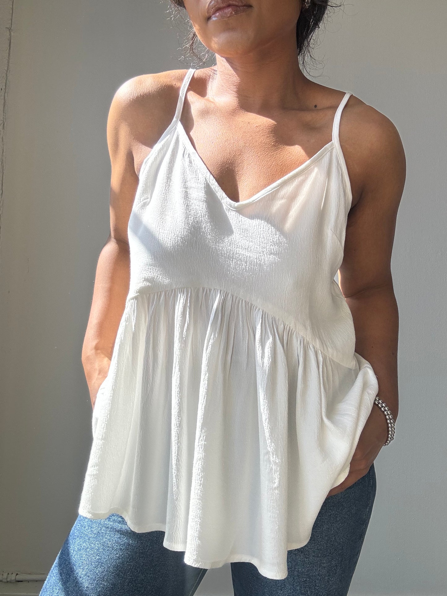 Sydney Cotton Open Back Cami In White