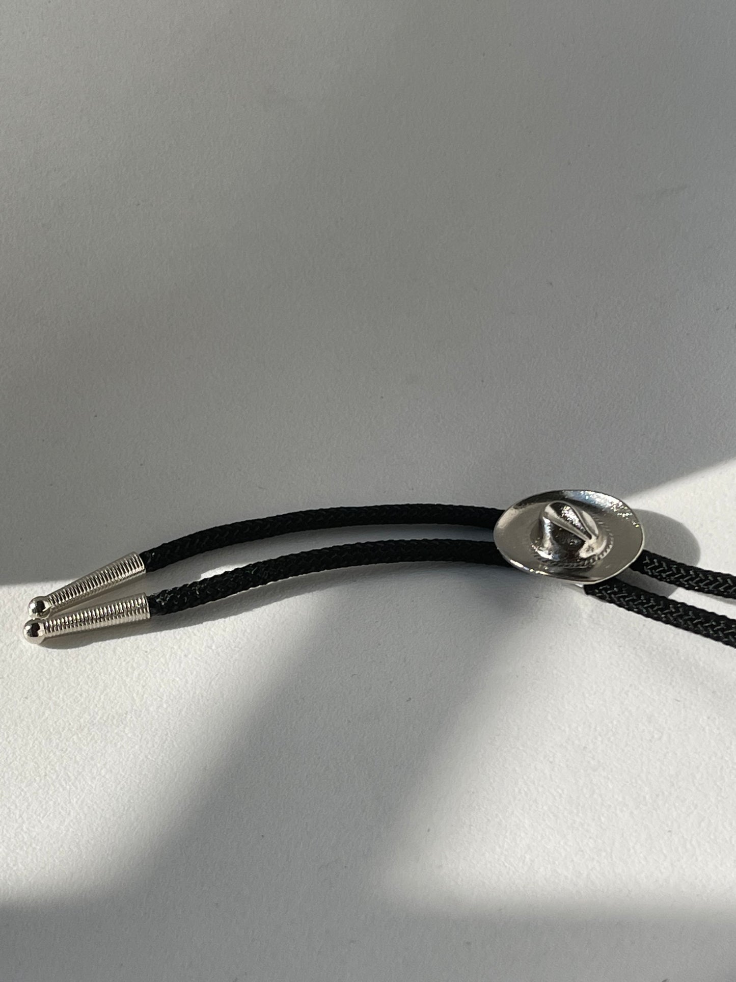Silver Hat Handmade Black Cord Bolo