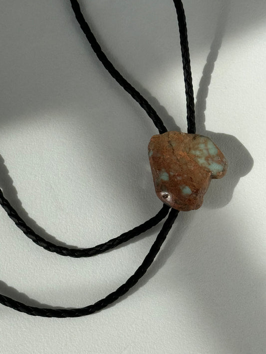 James Natural Gemstone Silver Tips Bolo Tie In Aqua Brown Terra