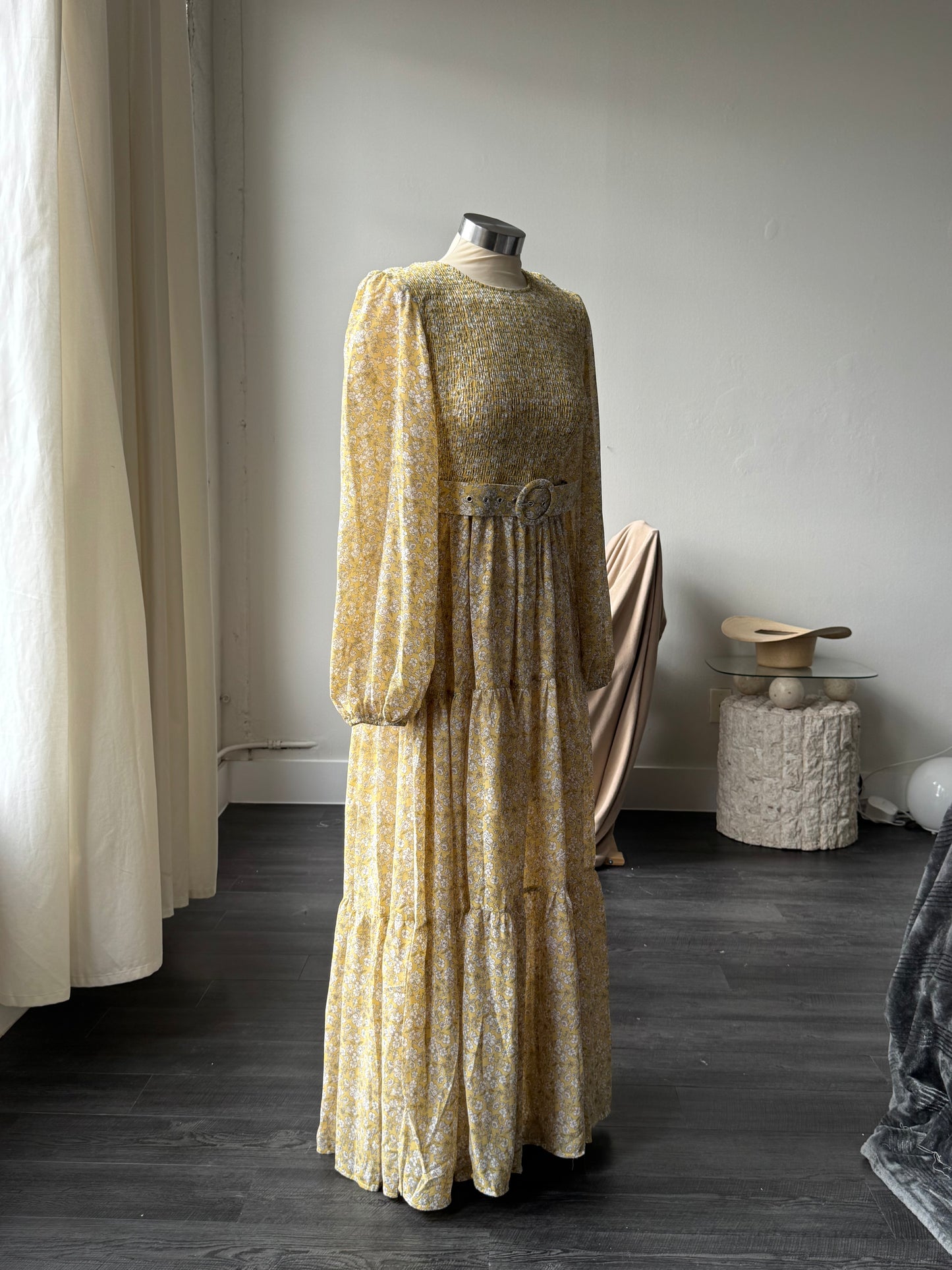 Melissa Floral Belted Maxi Dress In Blonde