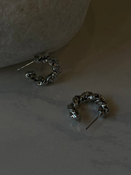 Tory 14k White Gold Dipped Bold Twist Hoop Earring In Silver