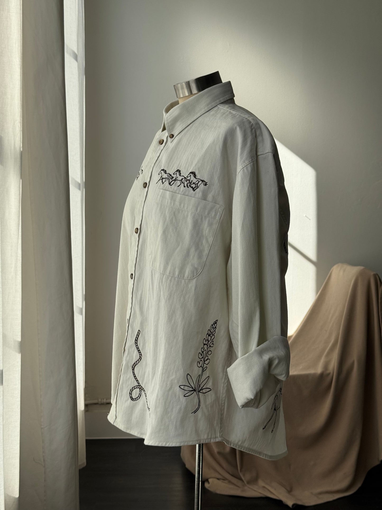 Jaxson Handcrafted Embroidered Shacket In Wild Horse
