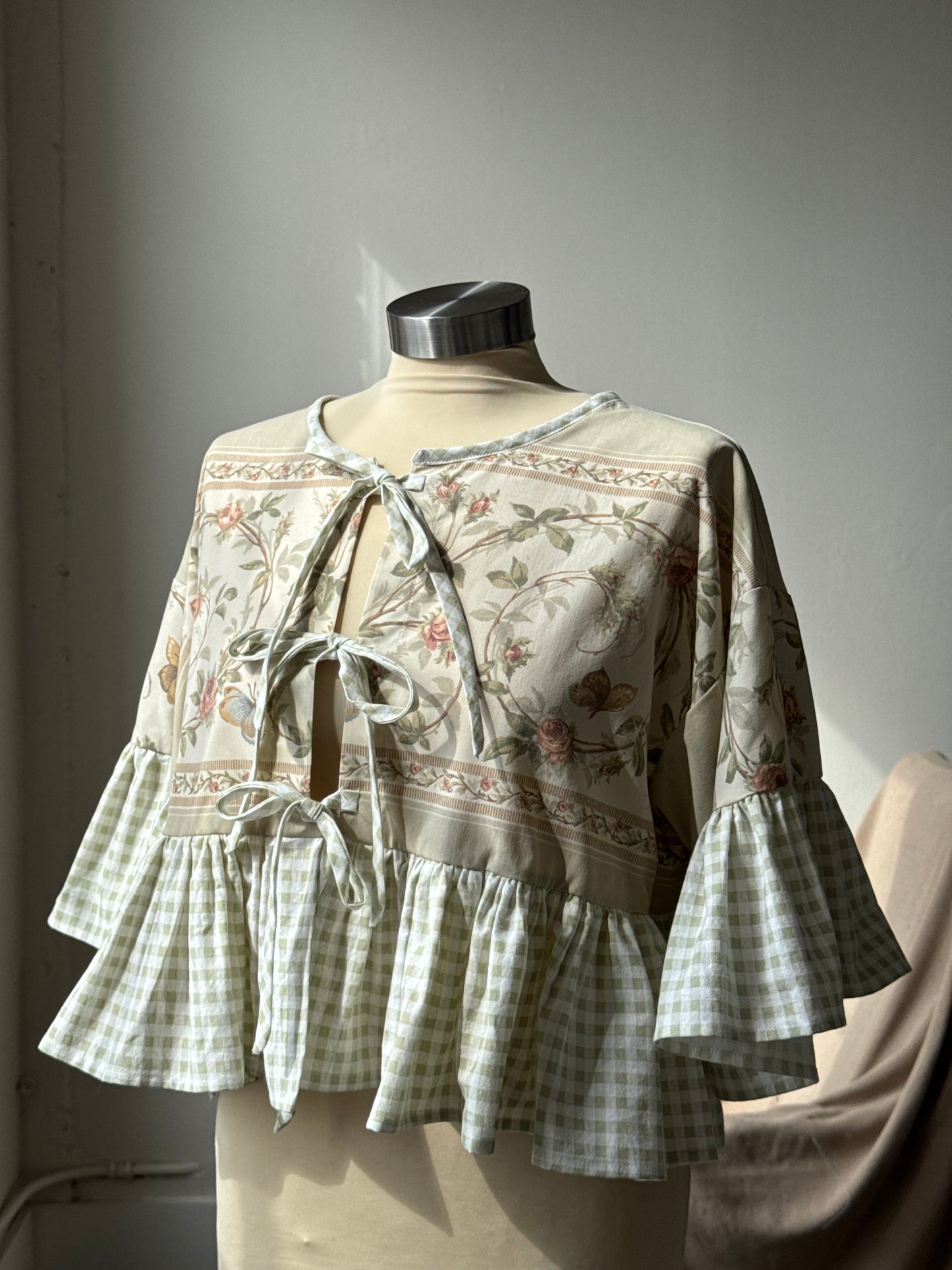 Joycie Vintage Handcrafted Gingham Ruffle Top