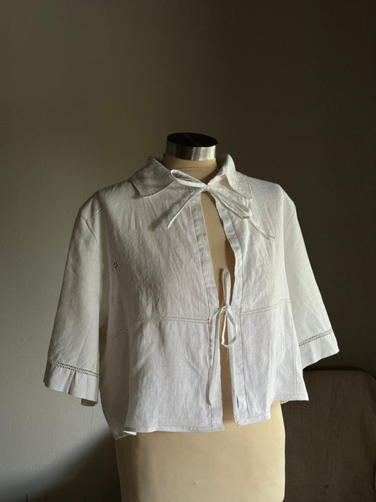 Judy Handcrafted Vintage Linen Tie Top