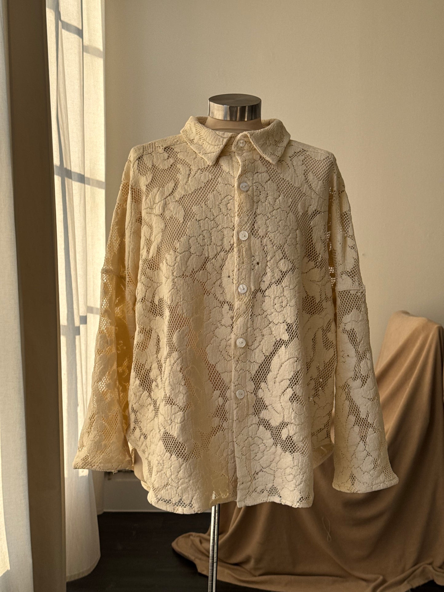 Ladell Handcrafted Vintage Shacket In Vanilla