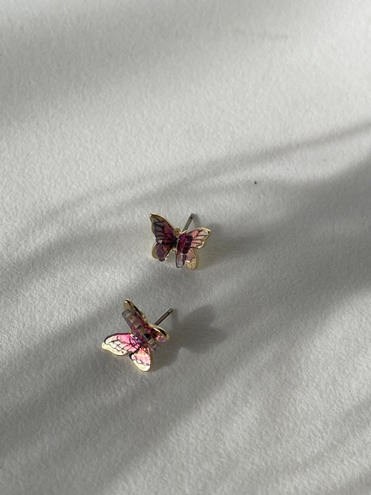 Bianca 3D Butterfly Stud Earring In Violet 