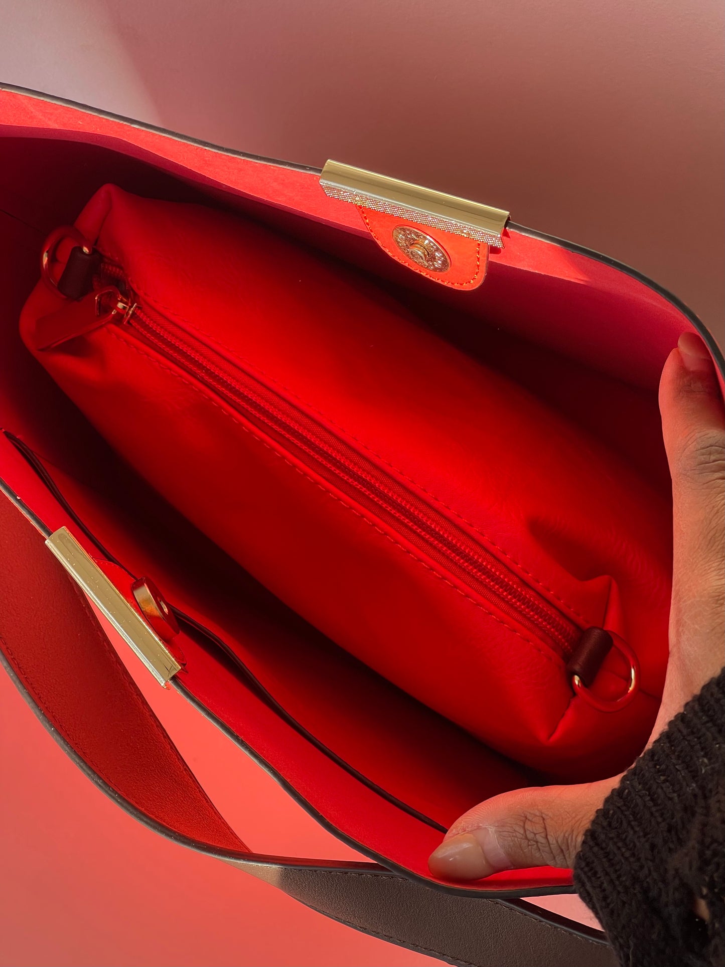 Bryan Utility Crossbody Vegan Leather Bag In Tomato