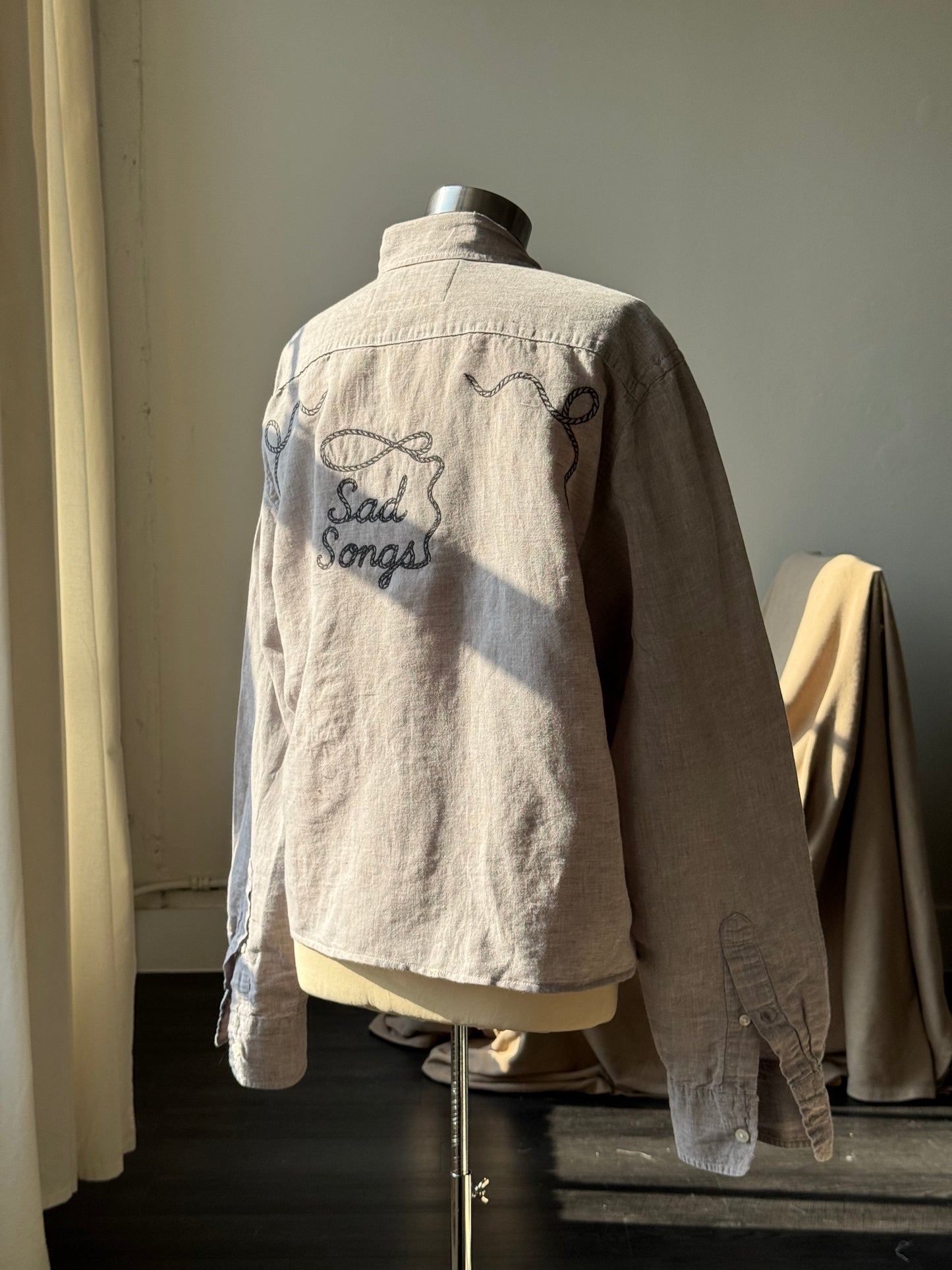 Judy Handcrafted Sad Songs Utility Shirt In Smoke