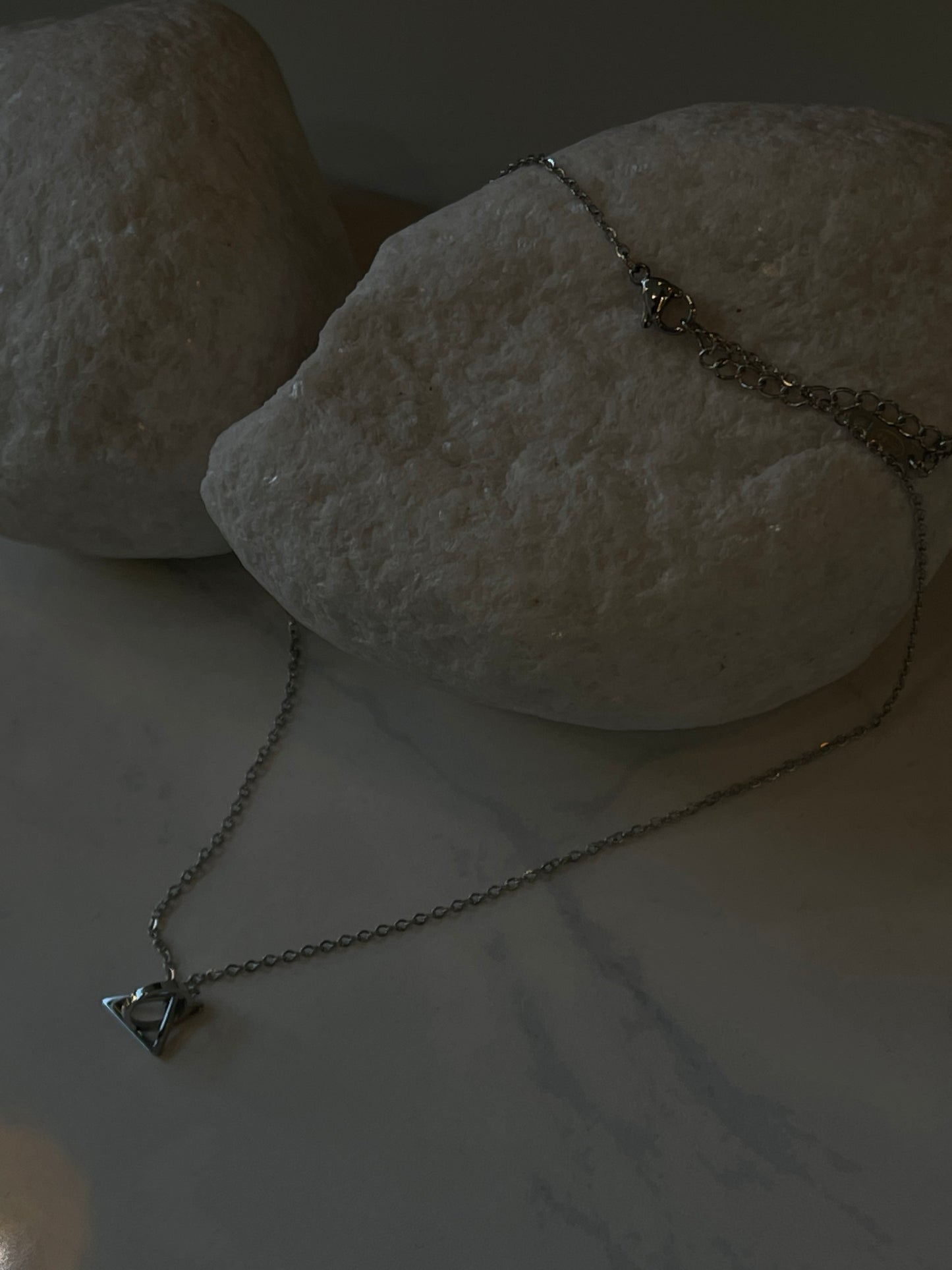 Troy Stainless Steel Infinity Triangle & Circle Link Mini Necklace In Silver