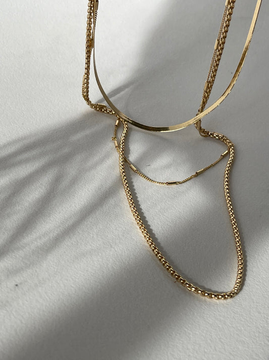 Sawyer Snake Tri Layered Necklace In Gold