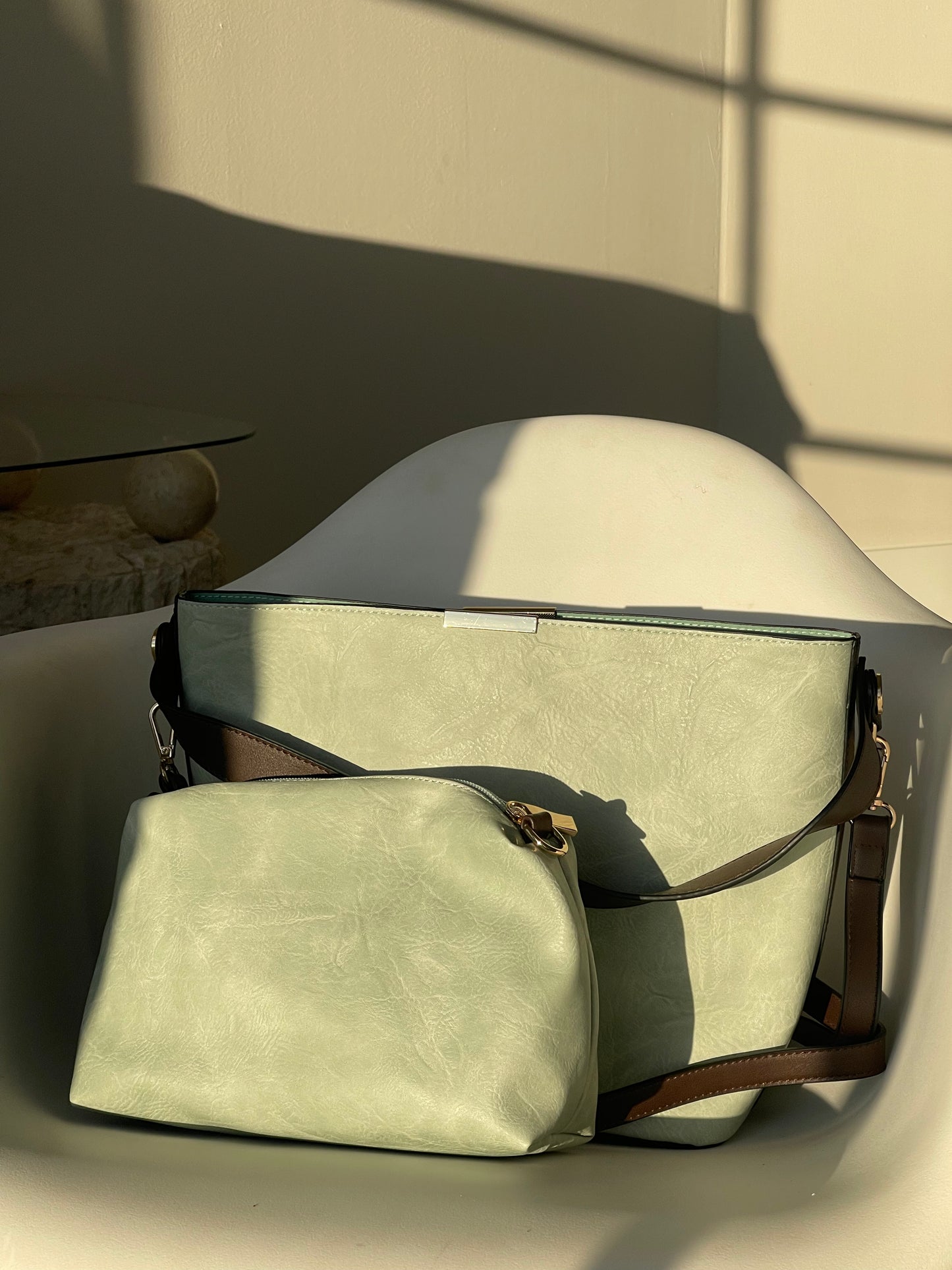 Bryan Utility Crossbody Vegan Leather Bag In Sage