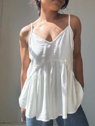 Sydney Cotton Open Back Cami In White