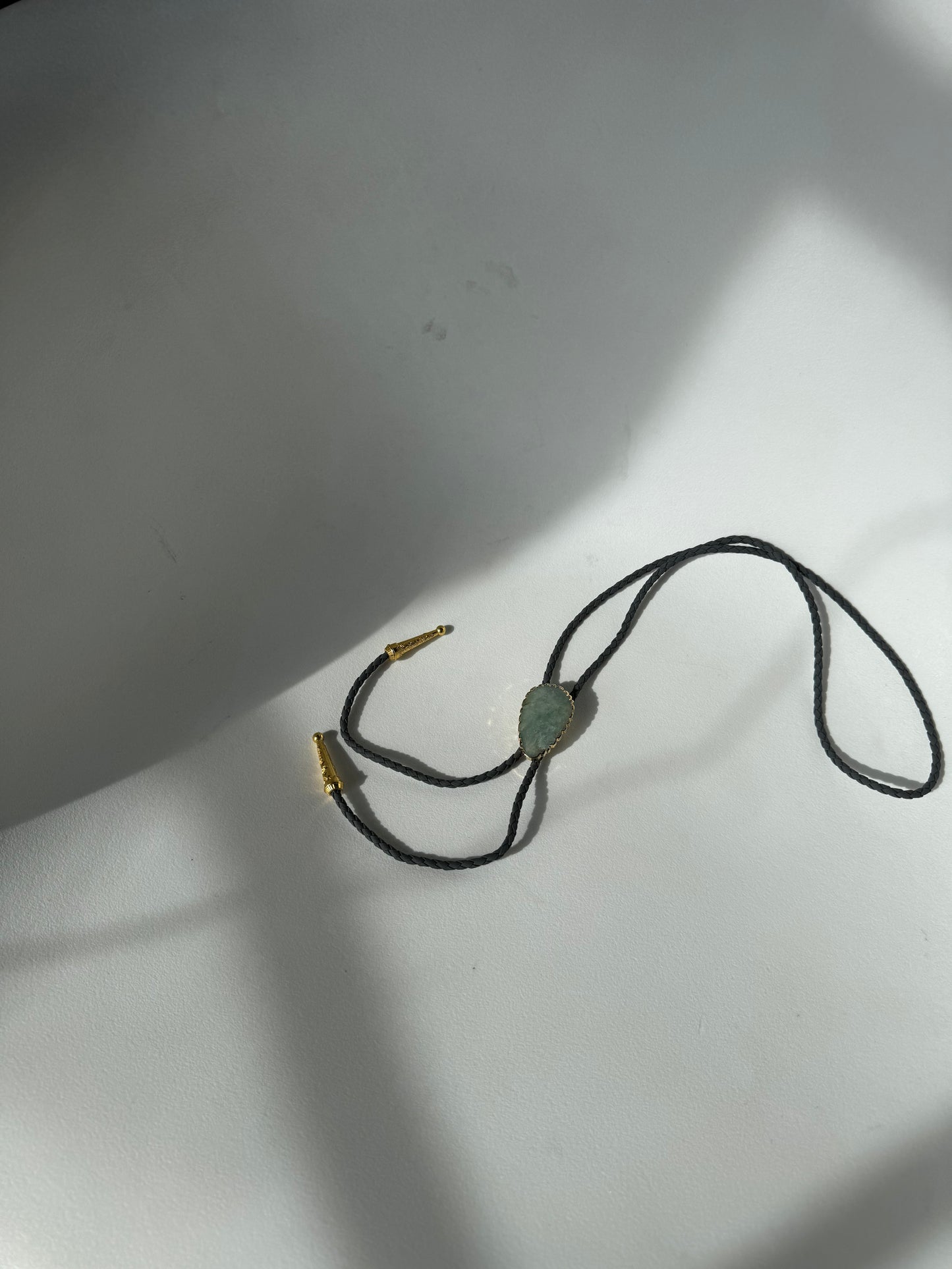 Rickey Natural Gemstone Gold Tips Bolo Tie In Aquamarine