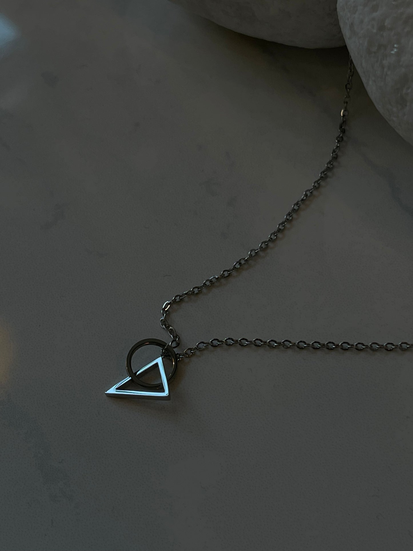 Troy Stainless Steel Infinity Triangle & Circle Link Mini Necklace In Silver